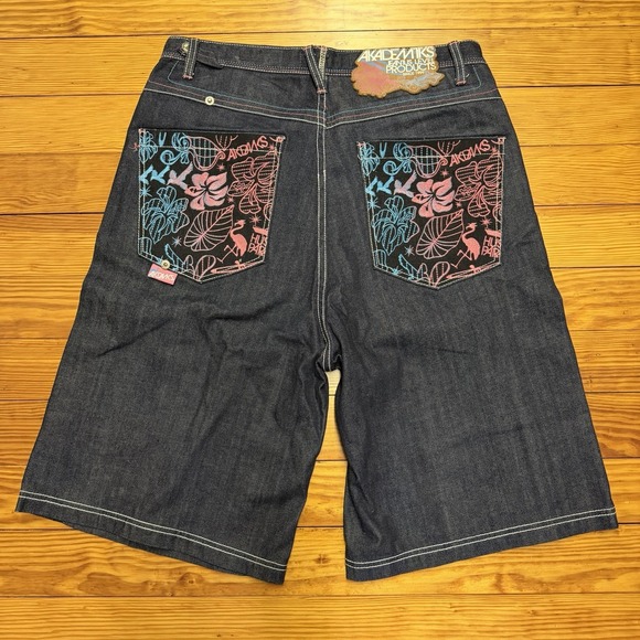 Akademiks Other - Akademiks Men's Dark Wash Denim Jean Shorts 5-Pocket Embroidered Y2K Hip Hop
